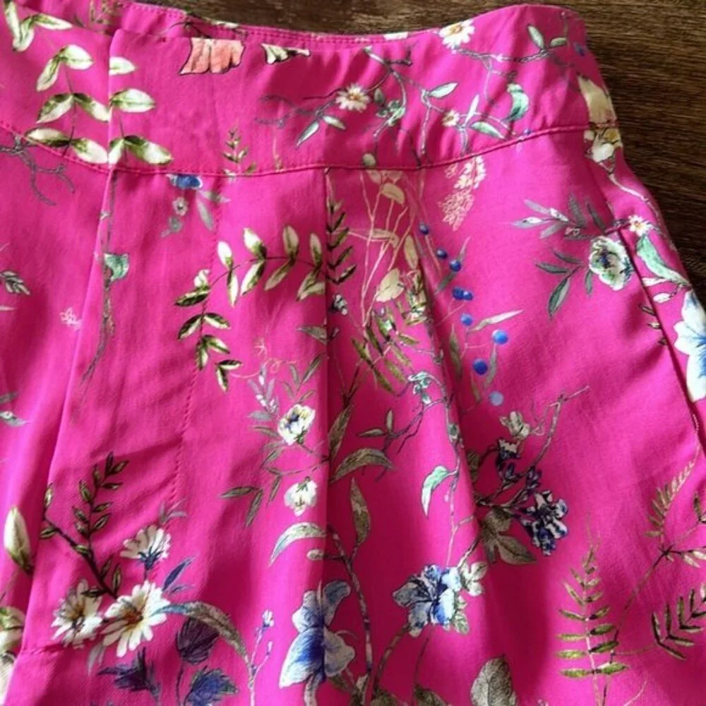 GENERATION LOVE XS pink floral rolled cream cuff shorts